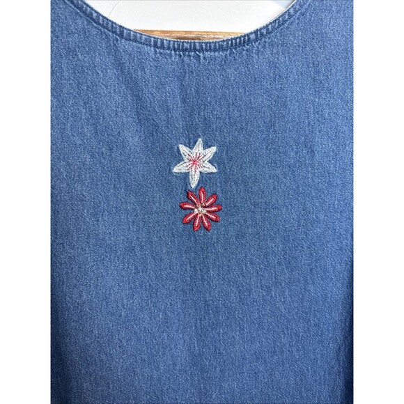 Agapo Jean Jumper Dress with Floral Embroidery Women's Size Medium - Picture 7 of 12